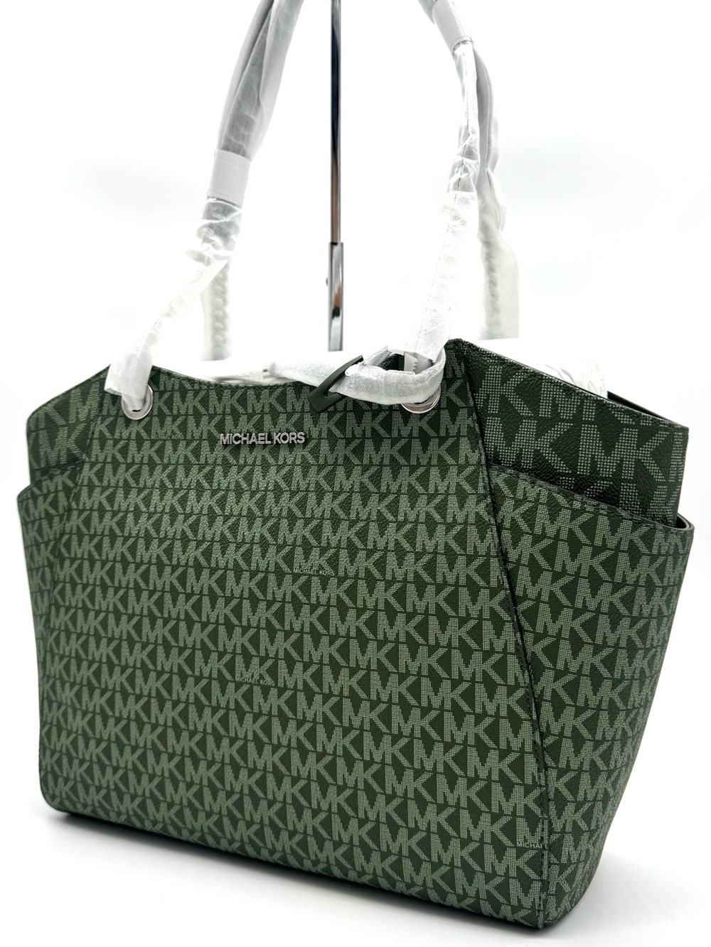 Michael Kors Jet Set Large Signature Logo Shoulder Bag - Amazon Green